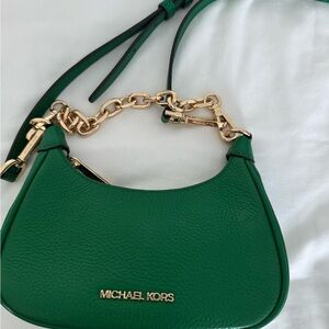 Michael Kors Green Leather Shoulder Bag used very good condition